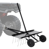 Tow Behind Dethatcher 40in with 20 Spring Steel Tines Lawn Dethatcher Rake for ATV or Mower Tow Behind Lawn Rake with Lift Handle for Garden Farm Grass